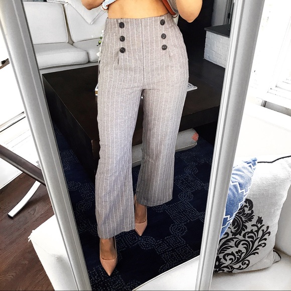 ❗️1 LEFT, S/L❗️TAUPE WIDE LEG HIGH WAIST PANTS - Picture 5 of 8